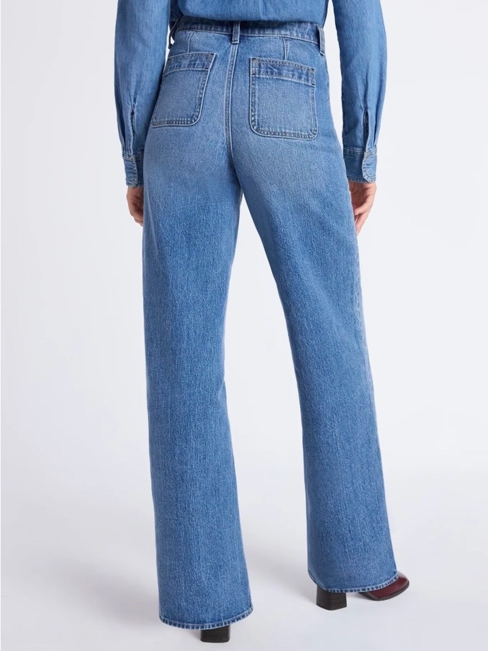 High-Rise Wide Leg Jeans in Medium Blue - Picture 2 of 11
